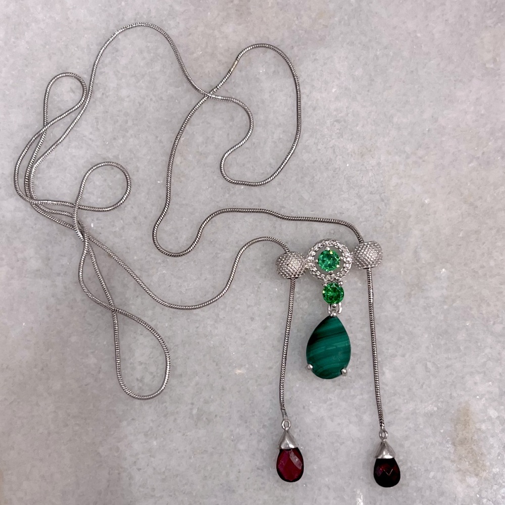 I Slide!!!!Multigemstone Silver Slide Adjustable … - image 7